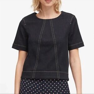 Banana Republic Dark Denim Style Short Sleeve Top Classic Fit Size L